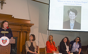 Amy Antrim led a tribute for Barbara Hogan in which her faculty colleagues shared wonderful stories and memories.